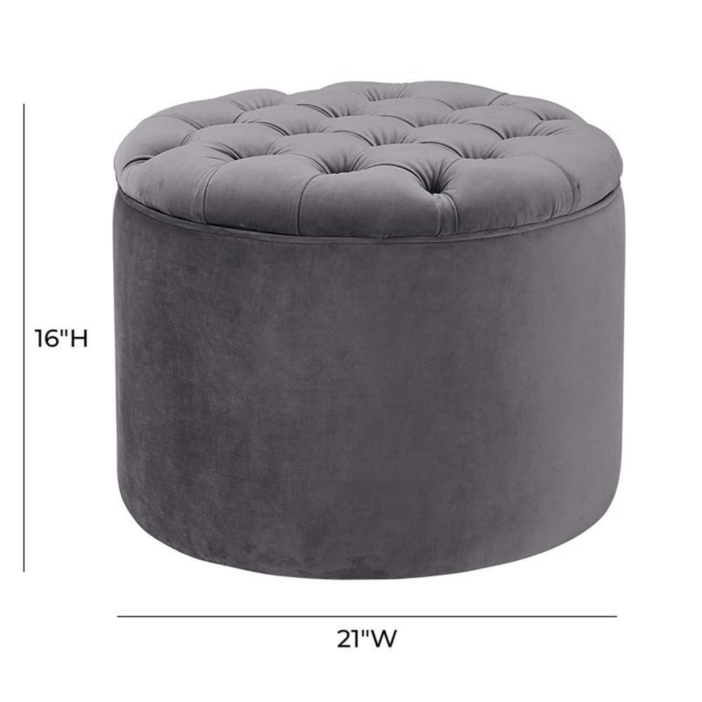 TOV Furniture Queen Velvet Storage Ottoman, Grey