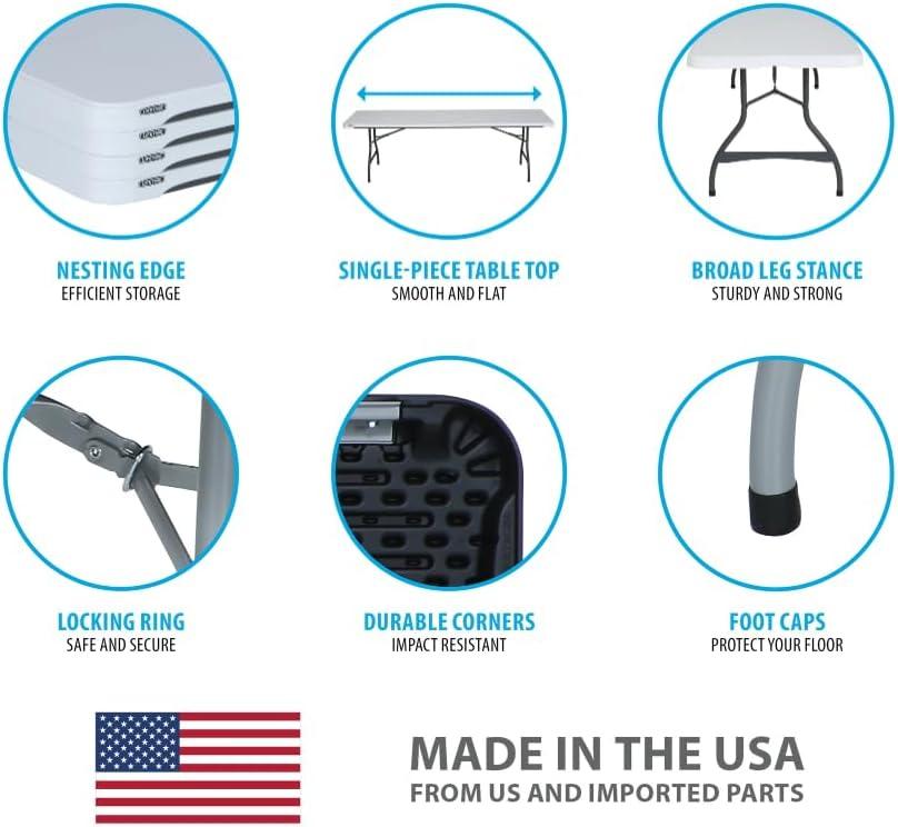 Lifetime 8 Foot Rectangle Folding Table, Indoor/Outdoor Commercial Grade, White Granite (22980)