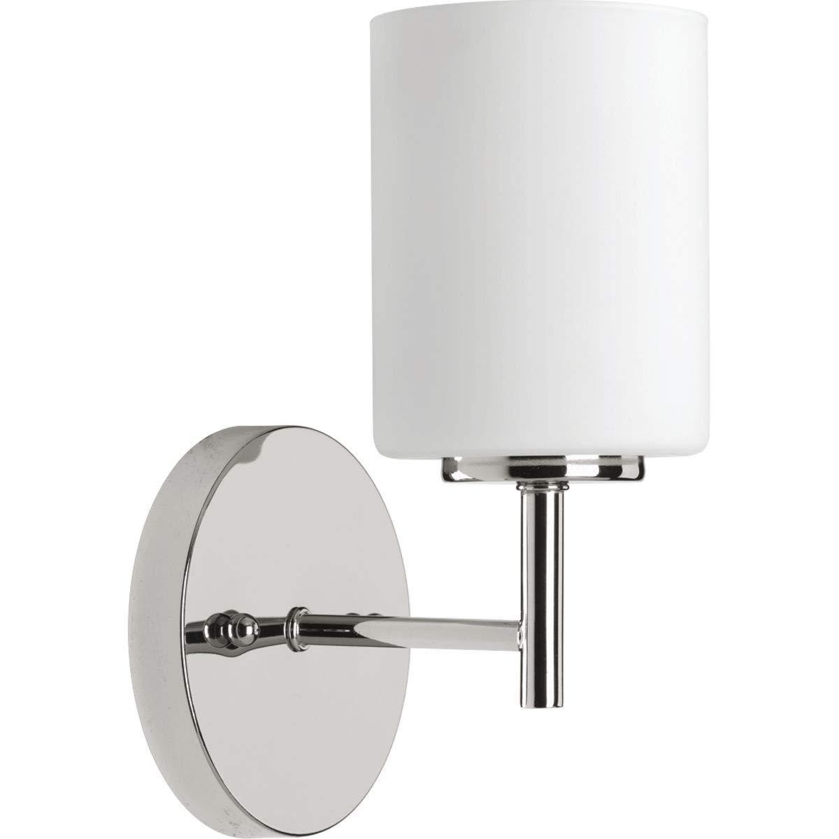 Progress Lighting Replay 1-Light Bath & Vanity Wall Light, Polished Nickel, Porcelain Shade