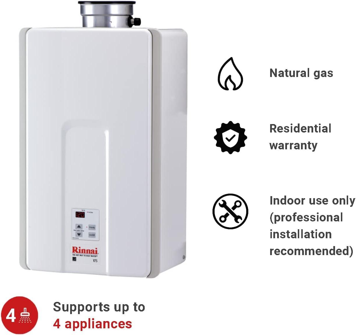 Rinnai V75iN V75iN Value 7.5 GPM Liquid Natural Gas Tankless Water Heater