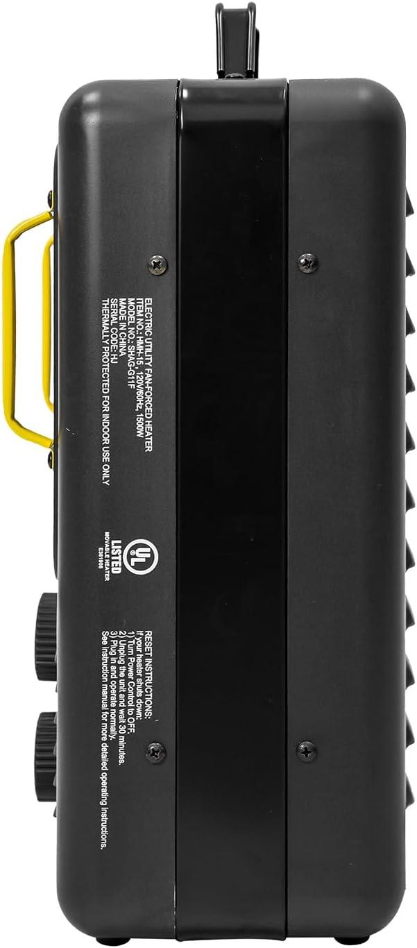 HiCFM Milkhouse Space Heater, 1300W/1500W Electric Heater with Thermostat, Safe and Quiet for Home Office Garage Workshop - UL Safety Listed