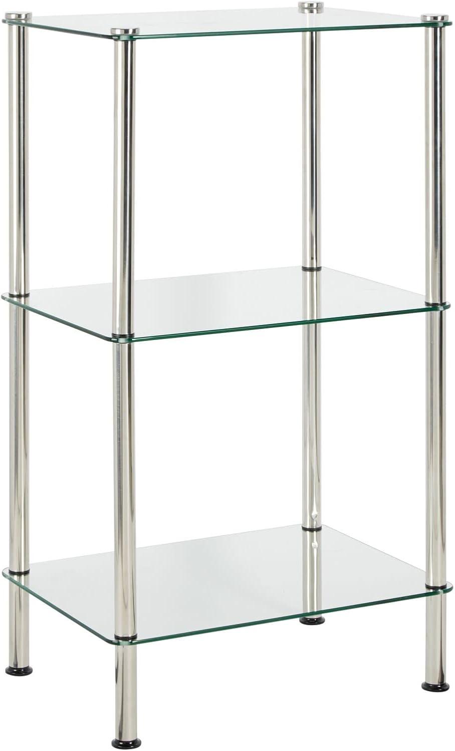 mDesign mDesign Metal/Glass Tiered Storage Tower with Open Glass Shelves