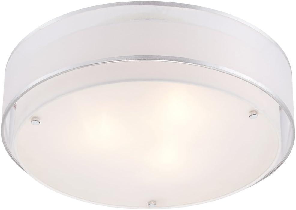 Elegant Chrome 22" Semi-Flushmount Ceiling Light with Double Drum Shade