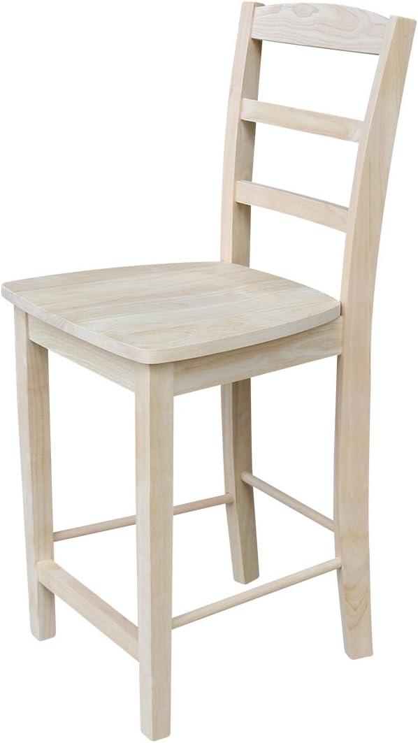 Natural Unfinished Solid Parawood Madrid Counter Stool