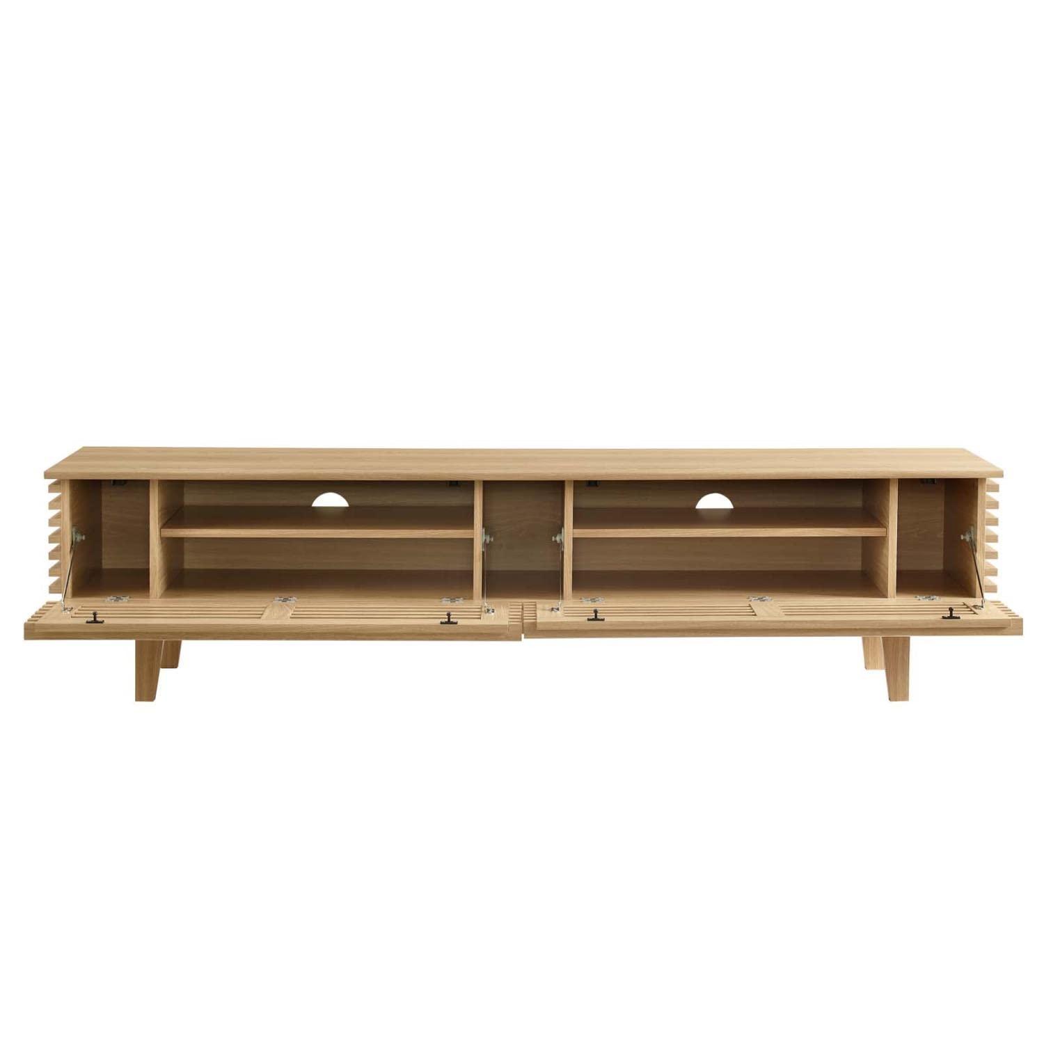 Render TV Stand for TVs up to 80" Brown - Modway: Mid-Century Modern, Adjustable Shelves, Cable Management