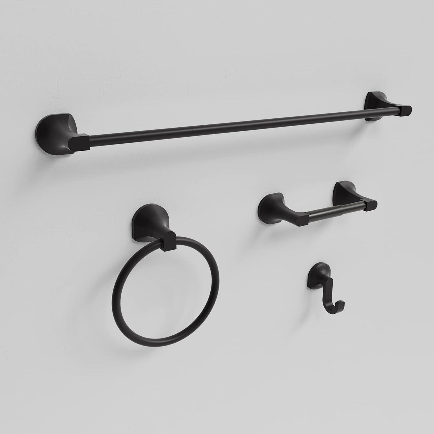 Matte Black Adjustable 4-Piece Bathroom Hardware Set