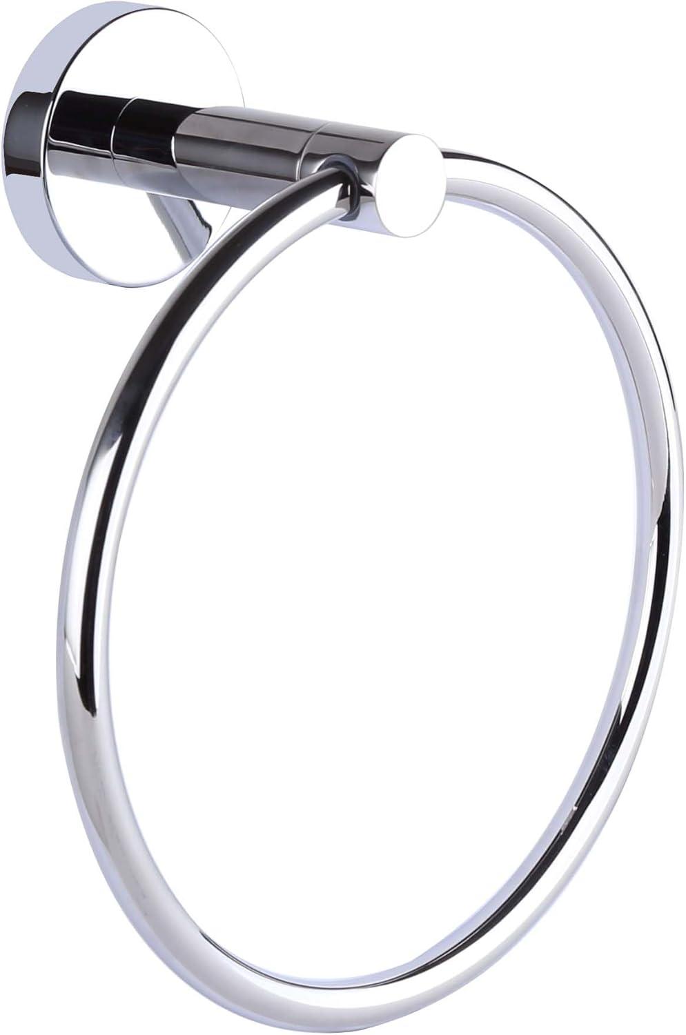 Cain Polished Chrome Wall-Mounted Stainless Steel Towel Ring