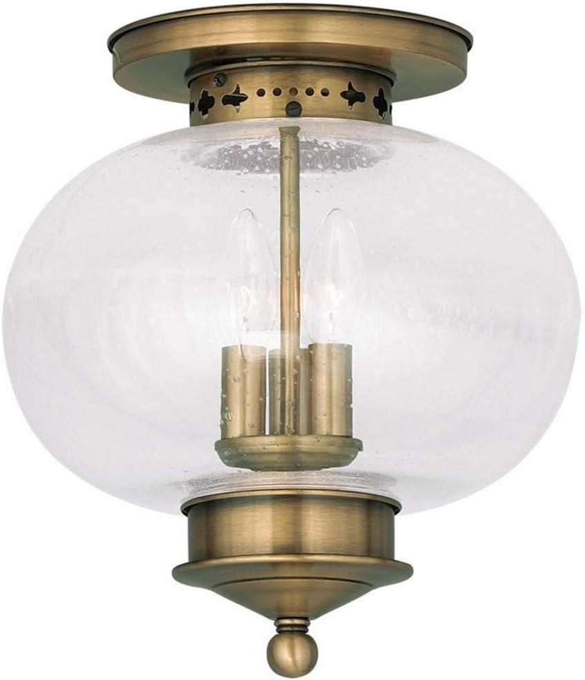 Livex Lighting Harbor 3 - Light Flush Mount in  Antique Brass