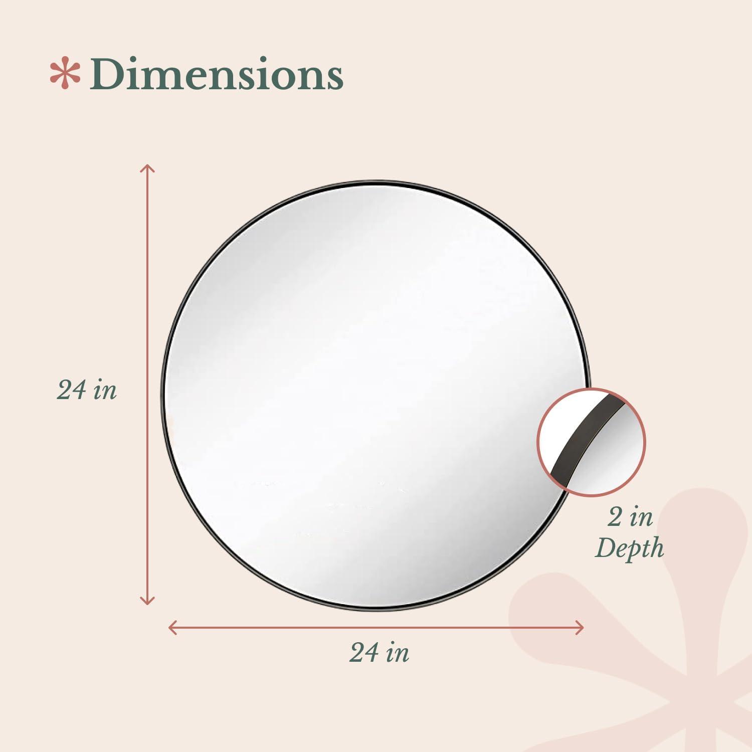 Hamilton Hills 24" Bronze Circle Deep Set Metal Round Frame Mirror Contemporary