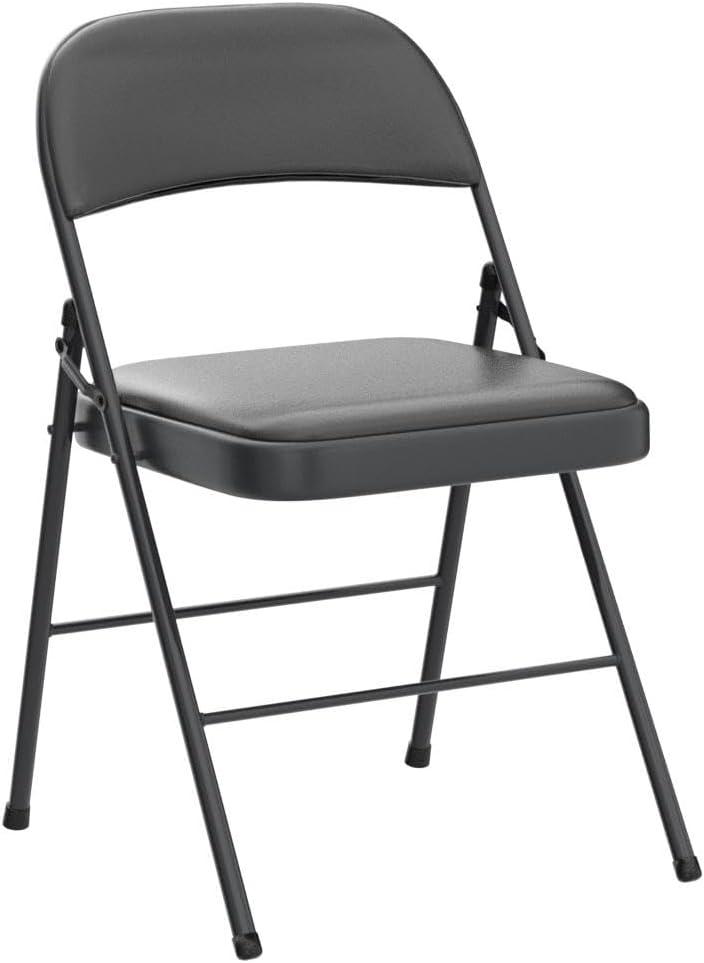 Karl home 4 Pack Black Folding Chairs with Padded Seats for Outdoor & Indoor, Portable Stackable Commercial Seat with Steel Frame for Events Office Wedding Party, 330lbs Capacity