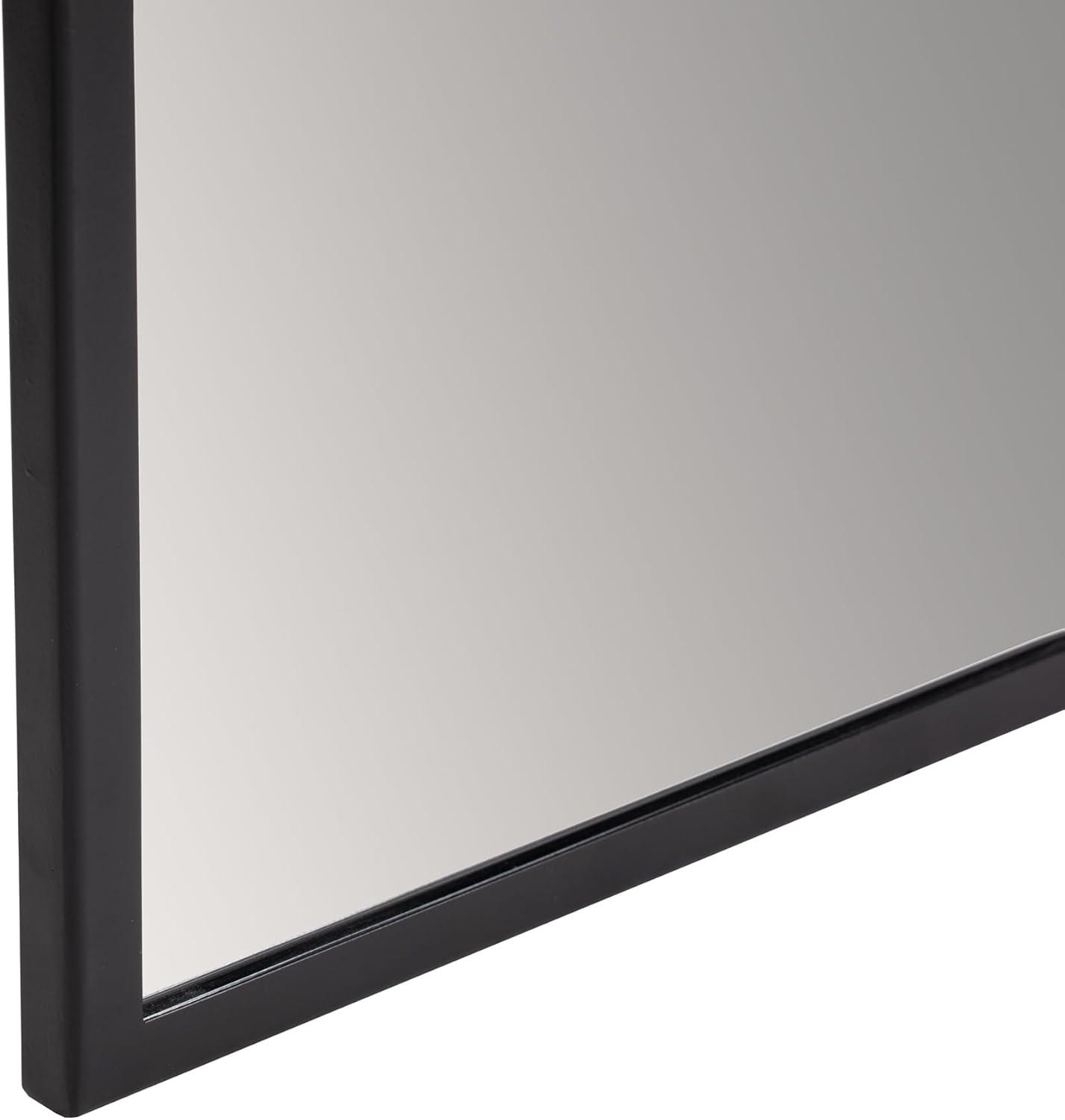 Brewster Trina Black Rectangular Mirror: Sleek Full-Length, Modern Style, Metal Frame, Wall Mounted, 48x12 inches