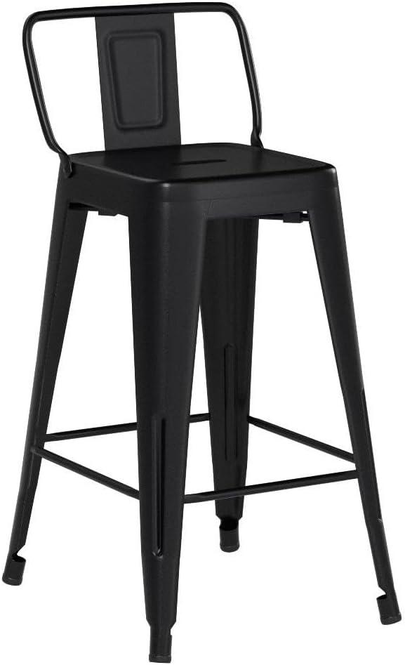 Black Metal Industrial Counter Height Bar Stools Set of 4