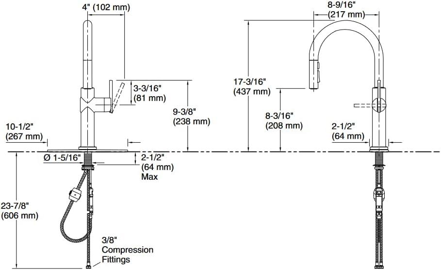 Kohler Crue Single Handle Pull Down Kitchen Faucet with Three-Function Pull Down Sprayer