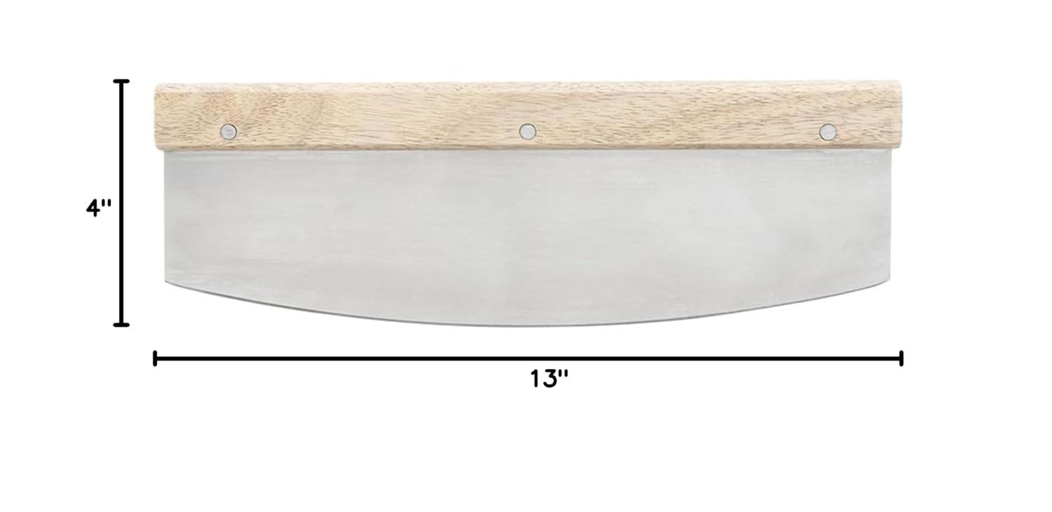 Santa Barbara Design Studio Pizza Rocker Stainless Steel and Oak Cutter, 13" x 4", Pizza My Heart