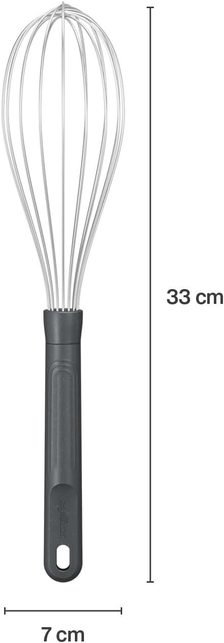 Large Beluga Grey Stainless Steel Balloon Whisk with Wheatstraw Handle