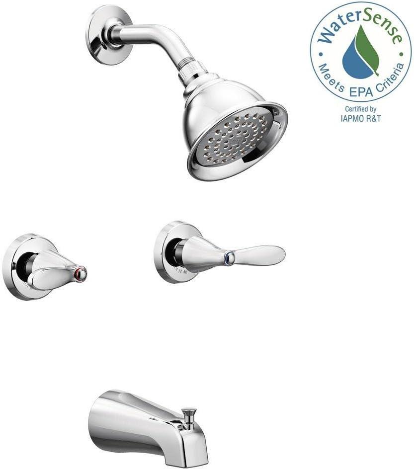 Chrome 2-Handle Wall Mounted Tub and Shower Faucet