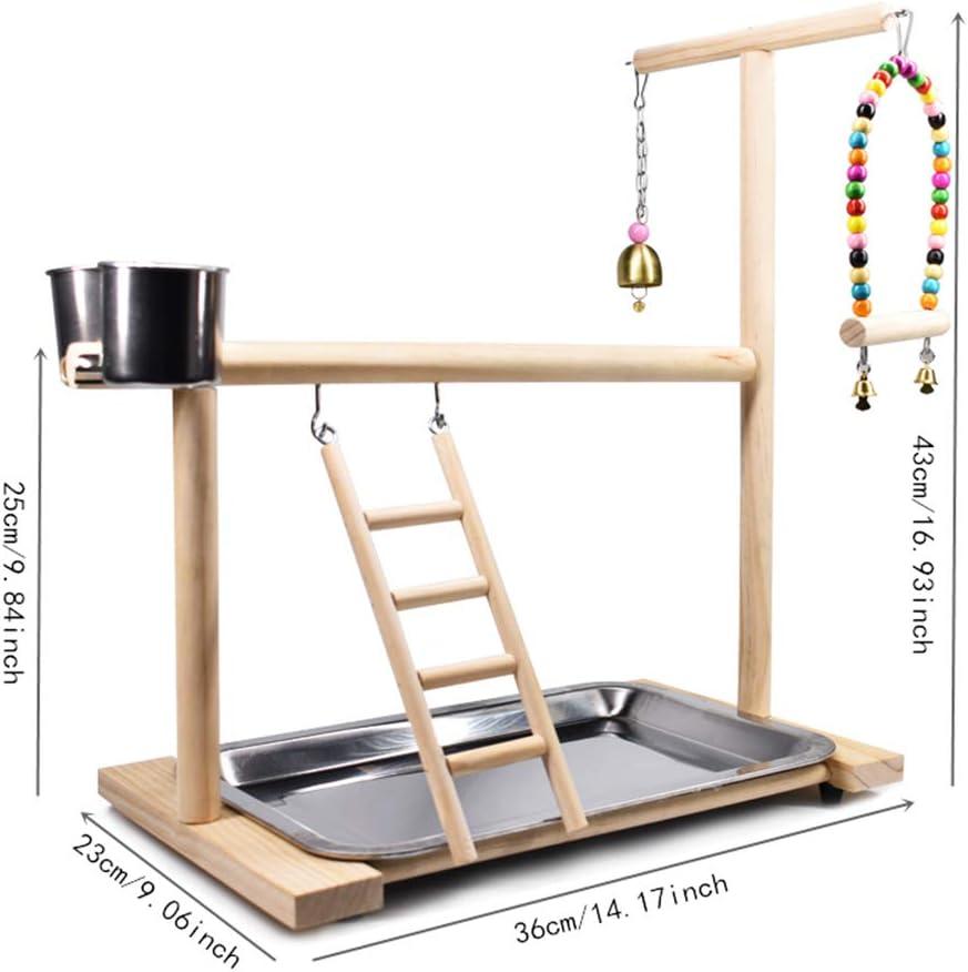Bird Playground Parrot Playstand, Stand Fun Straw Bell Toys, Ladder Hanging Swing Chew Exercise Toys, for Conure Macaw Cockatiel Finch Small Animals