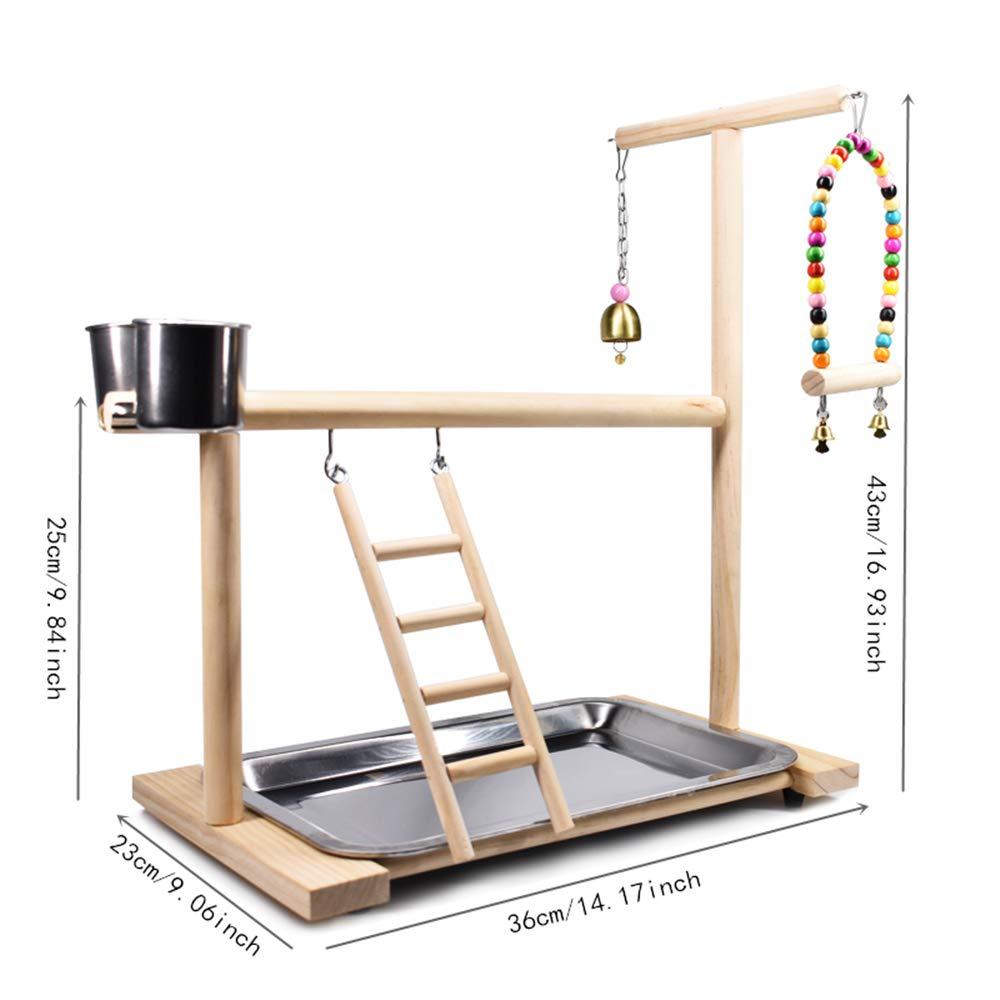 Bird Playground Parrot Playstand, Stand Fun Straw Bell Toys, Ladder Hanging Swing Chew Exercise Toys, for Conure Macaw Cockatiel Finch Small Animals