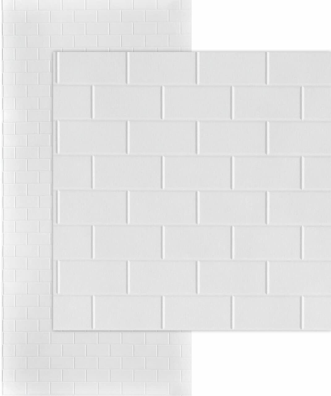 Subway Tile MirroFlex 4ft. x 8ft. Glue Up PVC 3D Wall Panels 96 sq.ft.