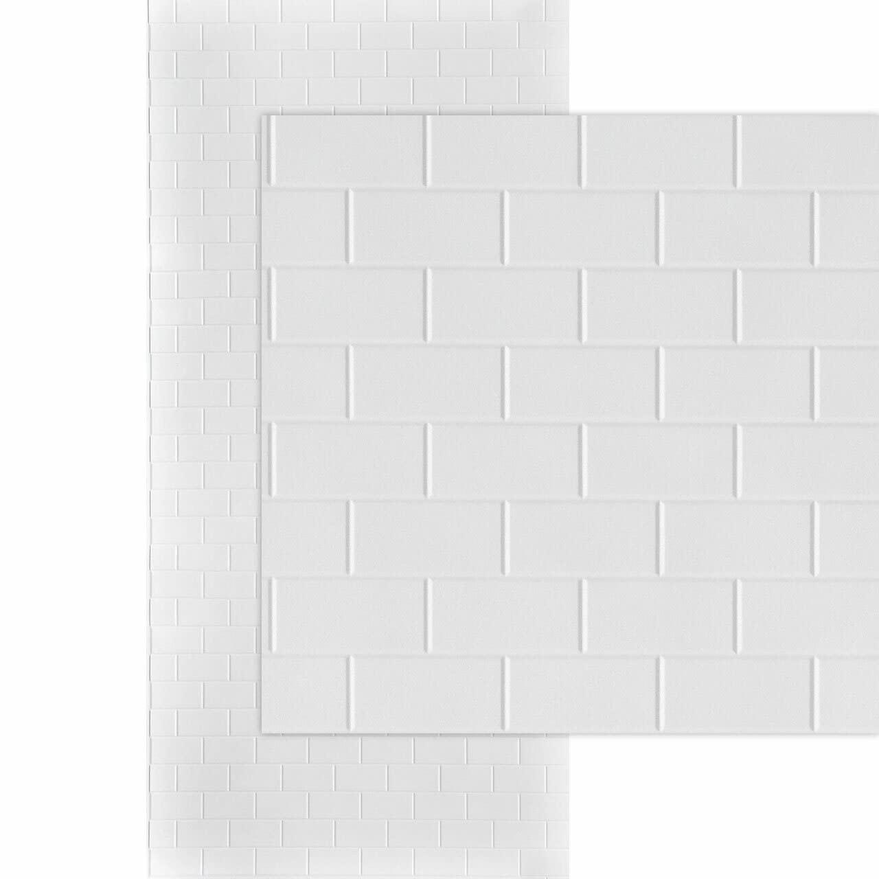 Subway Tile MirroFlex 4ft. x 8ft. Glue Up PVC 3D Wall Panels 96 sq.ft.