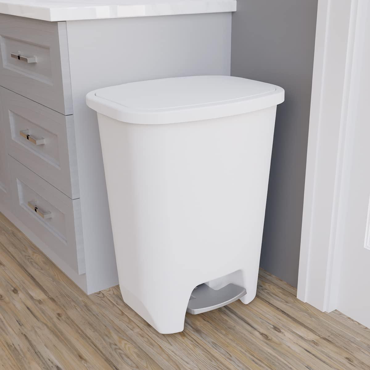 GLAD™ White Plastic Step Trash Can