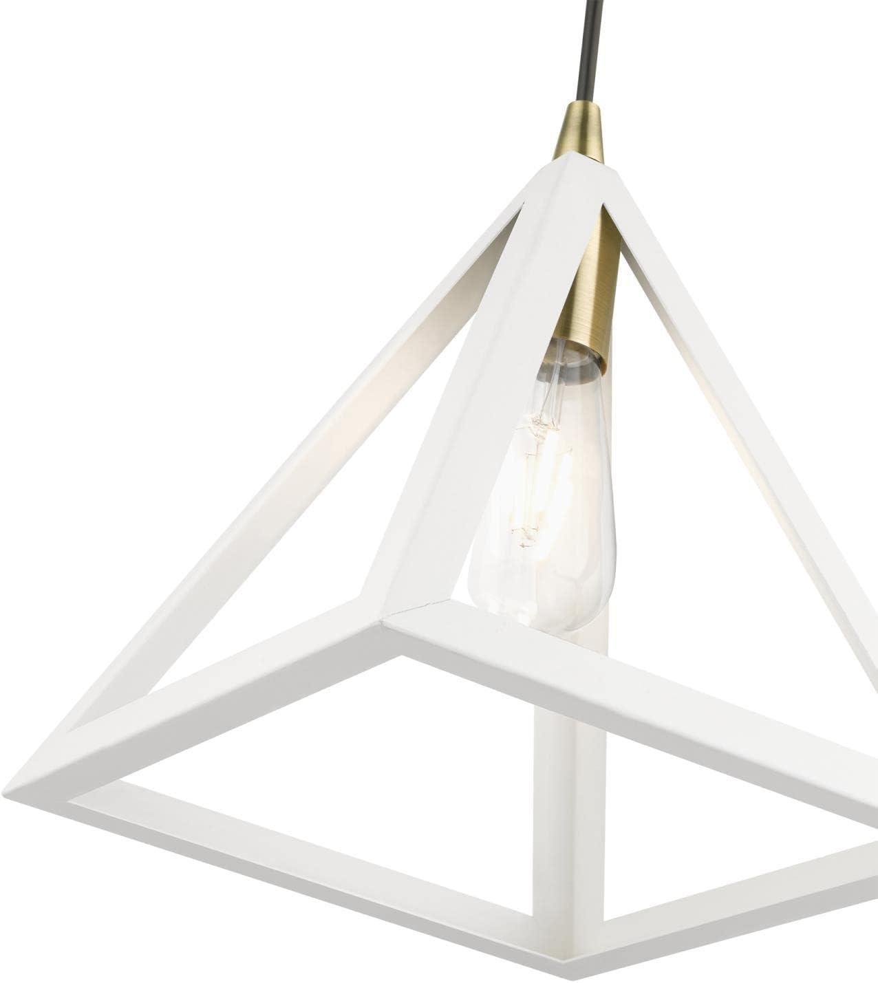 Livex Lighting Pinnacle 1 - Light Pendant in  Textured White/Antique Brass