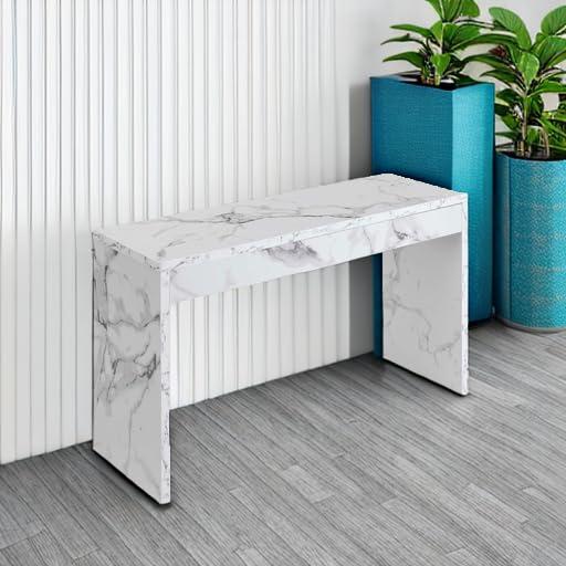 Convenience Concepts Northfield Hall Console Table/Desk, White Faux Marble