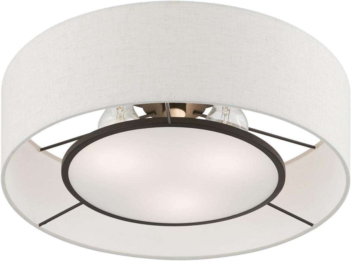 Livex Lighting Ellsworth 3 - Light Semi-Flush Mount in  Brushed Nickel/Shiny White