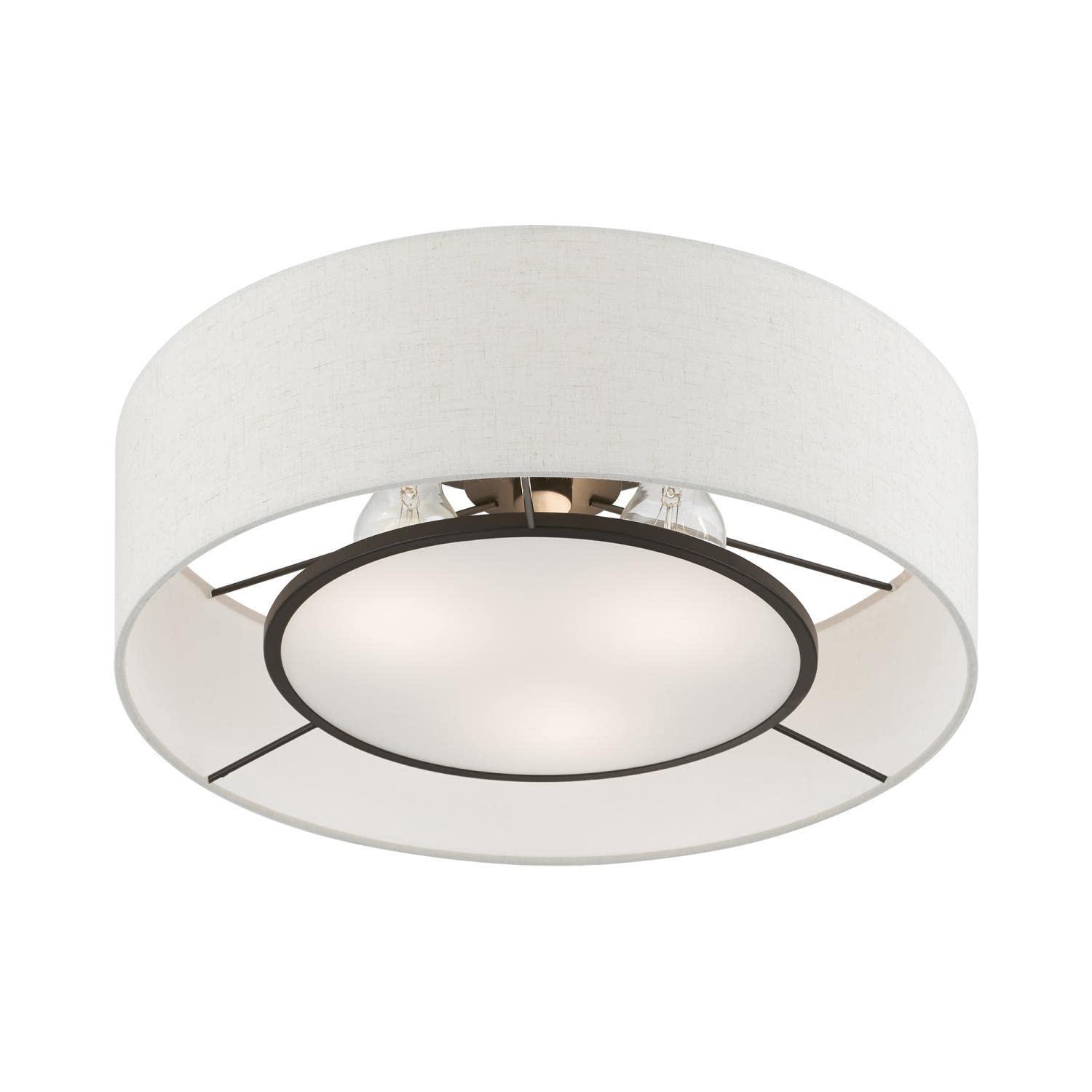 Livex Lighting Ellsworth 3 - Light Semi-Flush Mount in  Brushed Nickel/Shiny White