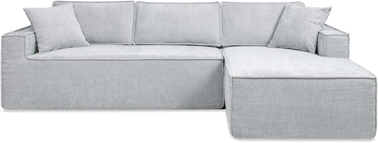 Jennifer Taylor Home Brenley 110.5" RAF Sofa-in-a-Box Sectional Sofa, Ash Gray Chenille