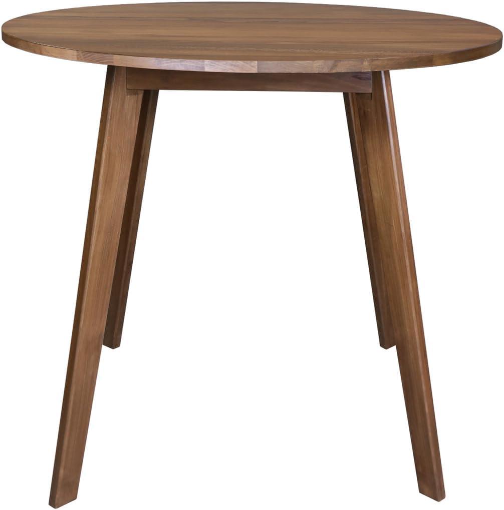 Homestock Nordic Haven Genuine 36" Round Dining Table With Solid Homestock Gum - Walnut - Dining Furniture, Elegant Design, Sturdy Construction, Easy Assembly