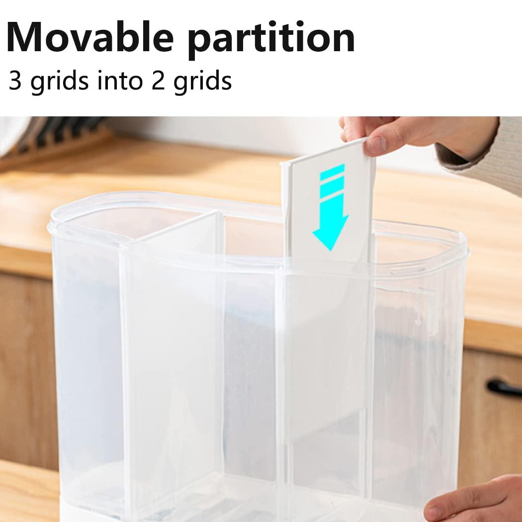 Conworld 3 Grid Wall-Mounted Dry Food Storage Container with Measuring Cups