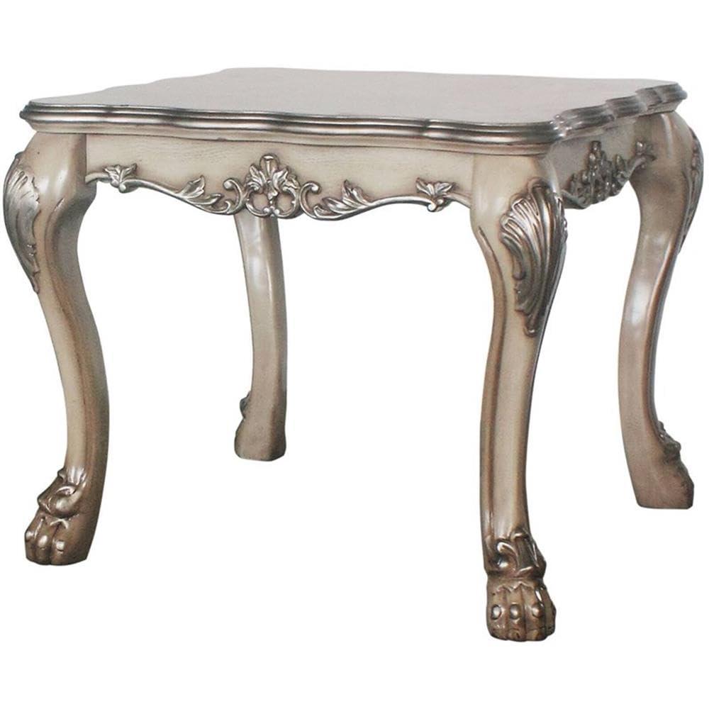 28" Dresden Coffee Table Vintage Bone White - Acme Furniture: Claw Feet, Carved Details