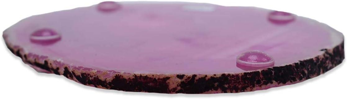 Pink Agate Round Stone Coasters Set of 4