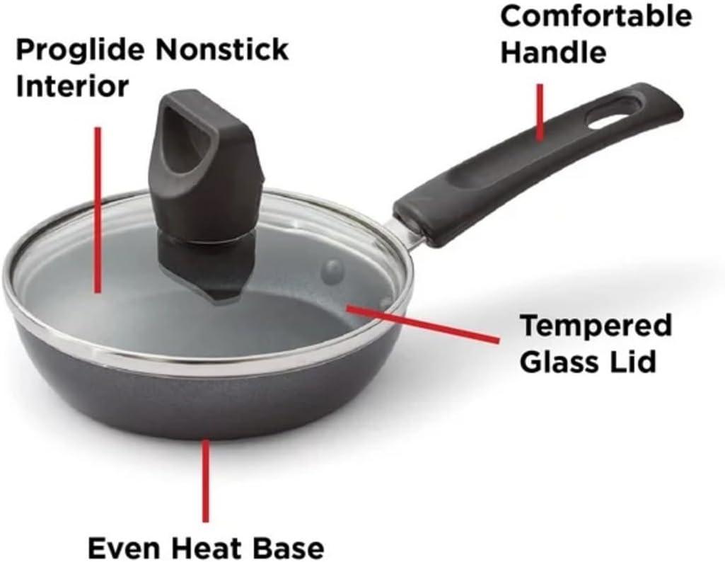 T-fal Easy Care Nonstick Cookware, Covered One Egg Wonder Fry Pan, 4.5 inch, Black