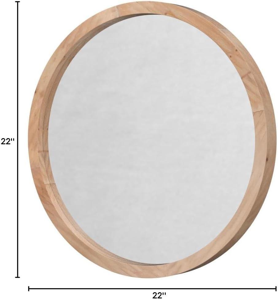 22 in. Round Mirror, Natural Brown