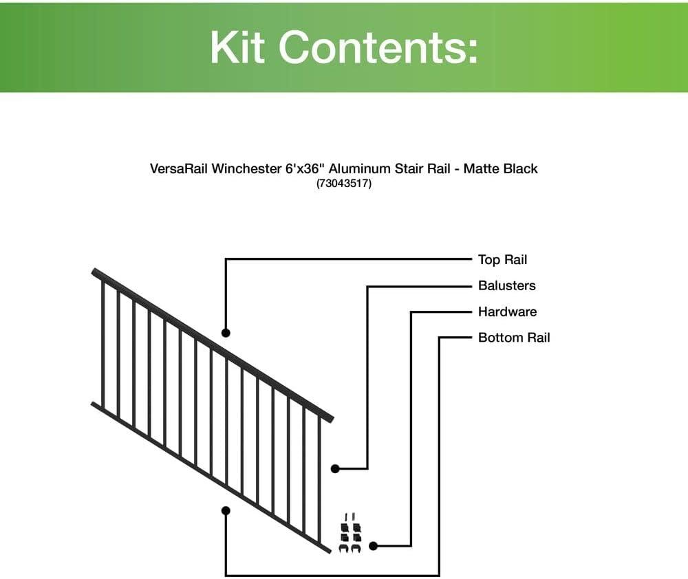 Barrette Outdoor Living VersaRail Winchester 36'' H x 72'' W Aluminum Porch And Stair Railings