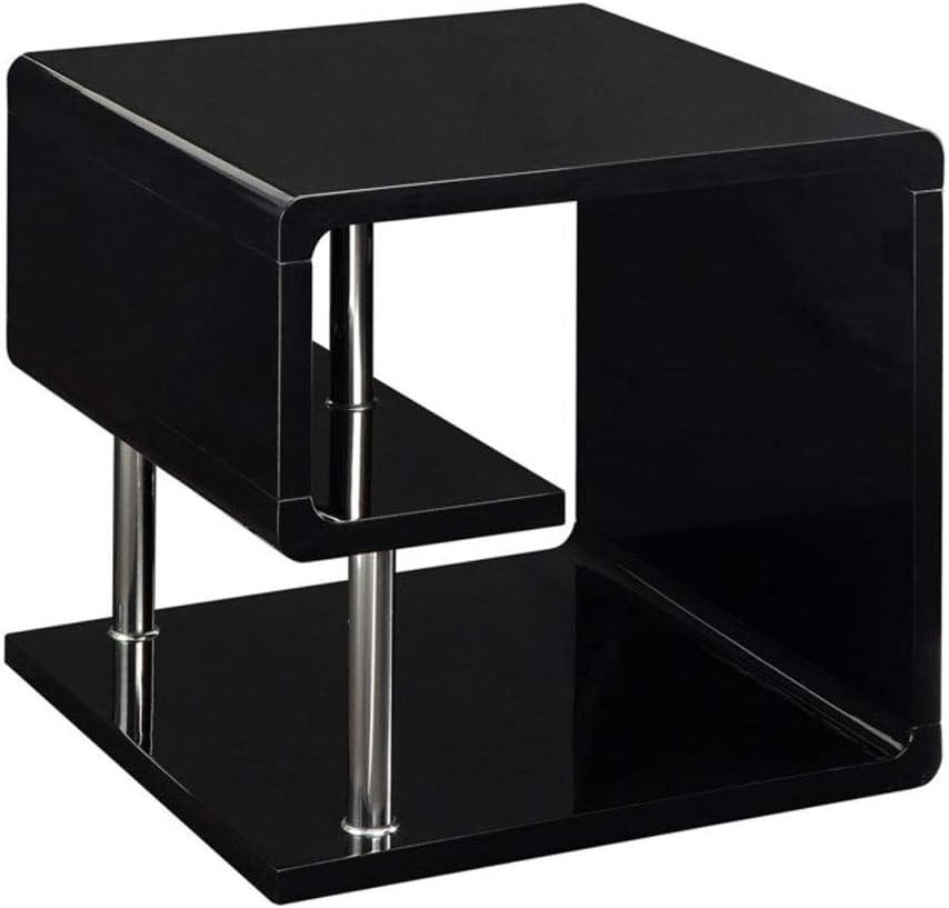 Ninove Contemporary Black Square End Table with Chrome Accents