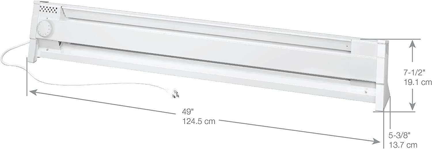 Cadet 49 in. Plug-in Portable Electric Baseboard Heater, White,120V w/6ft cord, 175 sq. ft.