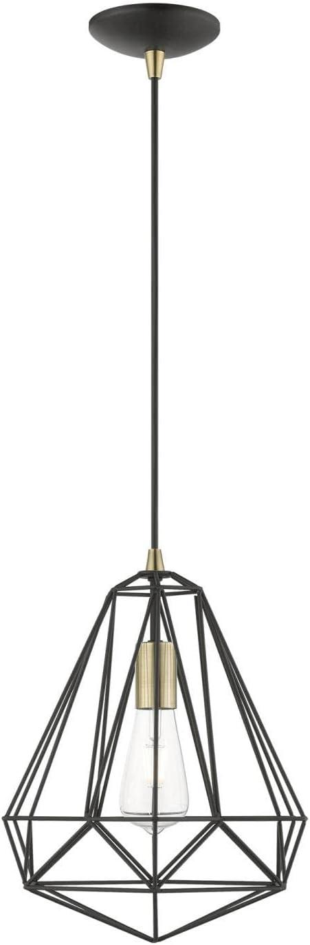 Knox 12" Textured Black and Polished Chrome 1-Light Pendant