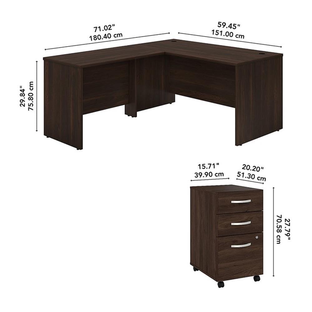 Bush Business Furniture Studio C L Shaped Desk with Mobile File Cabinet and Return