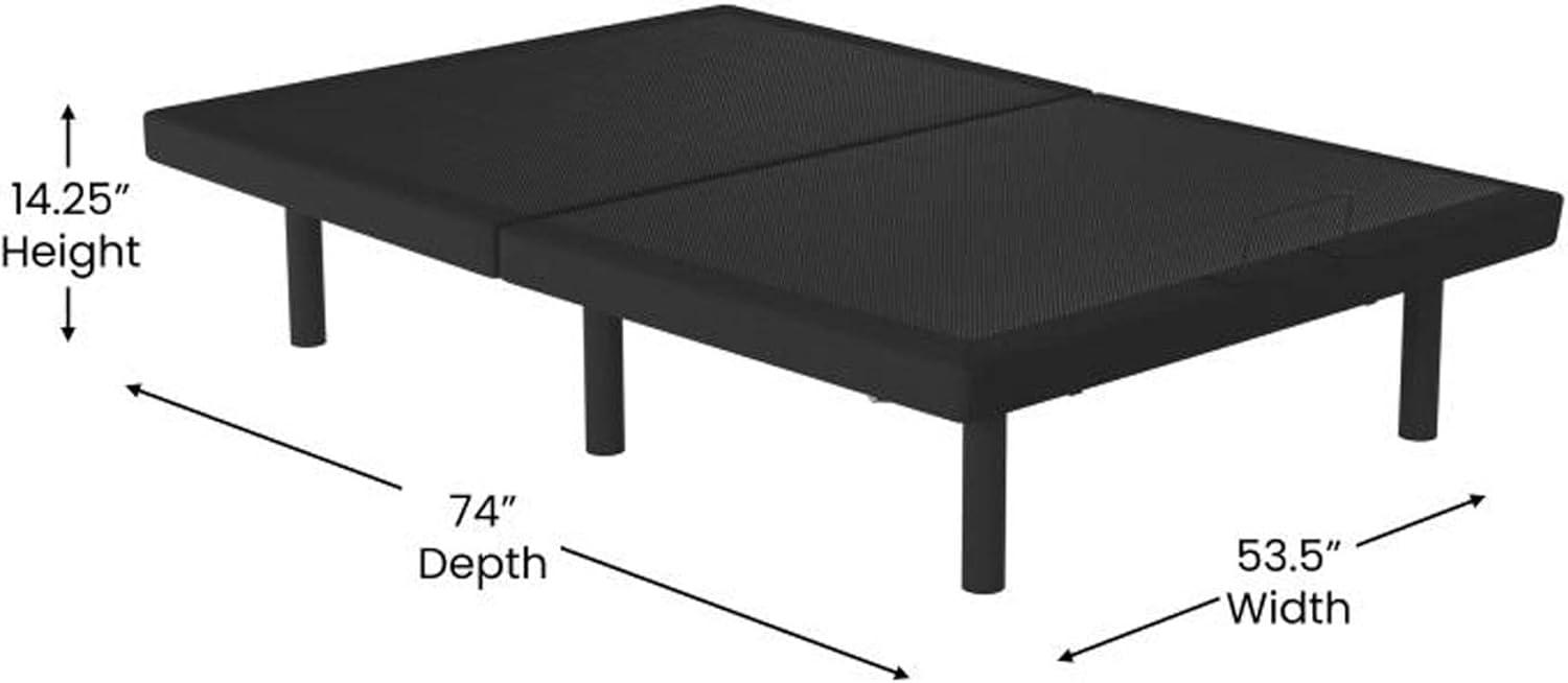 Flash Furniture Selene Motorized Adjustable Bed Frame, Black, Full