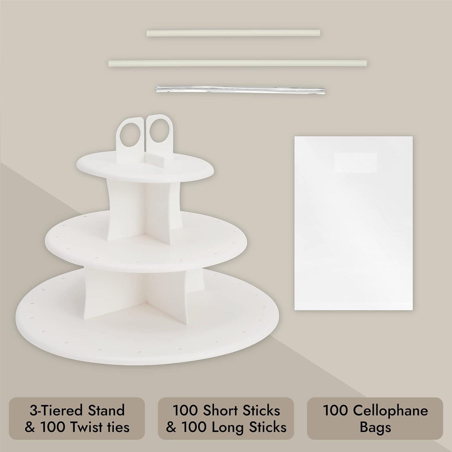 Pink Silicone Cake Pop Maker Kit with White Dessert Stand