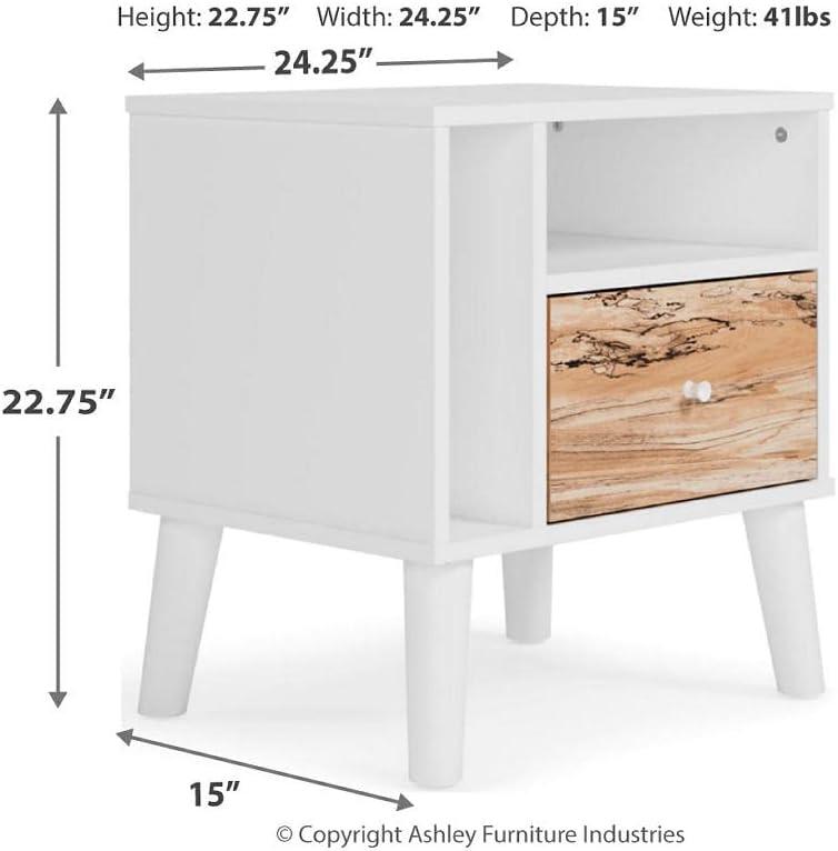 Contemporary Sugarberry & Matte White Nightstand with Open Shelving