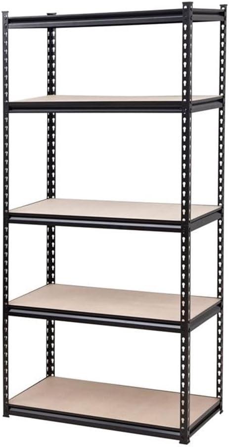 King's Rack 5-Tier Metal Boltless Storage Shelving in Black/Wooden