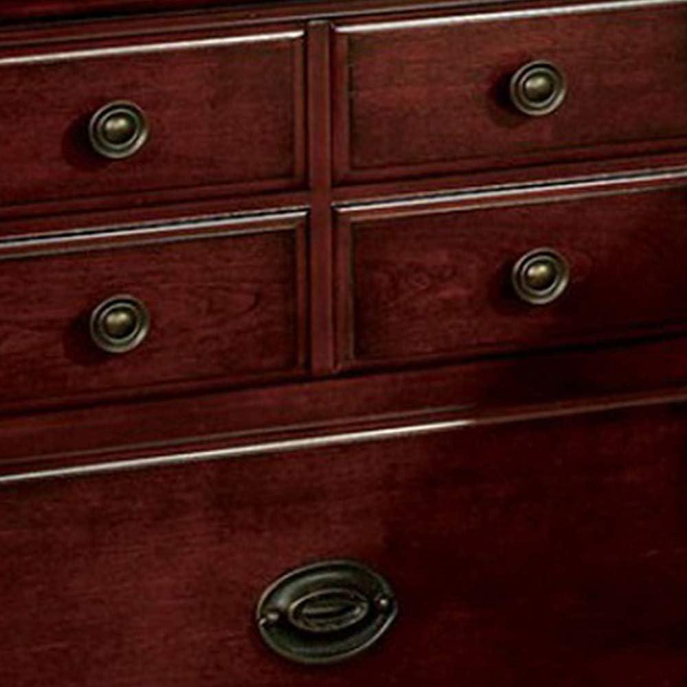 Elegant Cherry Finish 2-Drawer Traditional Nightstand with Antique Gold Knobs