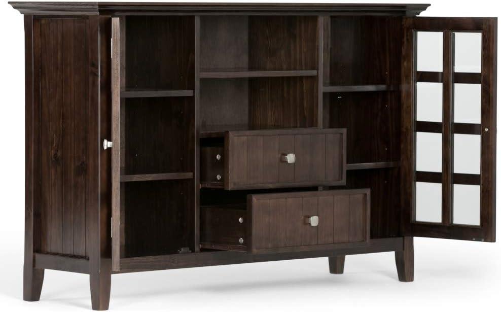 Acadian SOLID WOOD 53 inch Wide Transitional TV Media Stand in Brunette Brown For TVs up to 60 inches