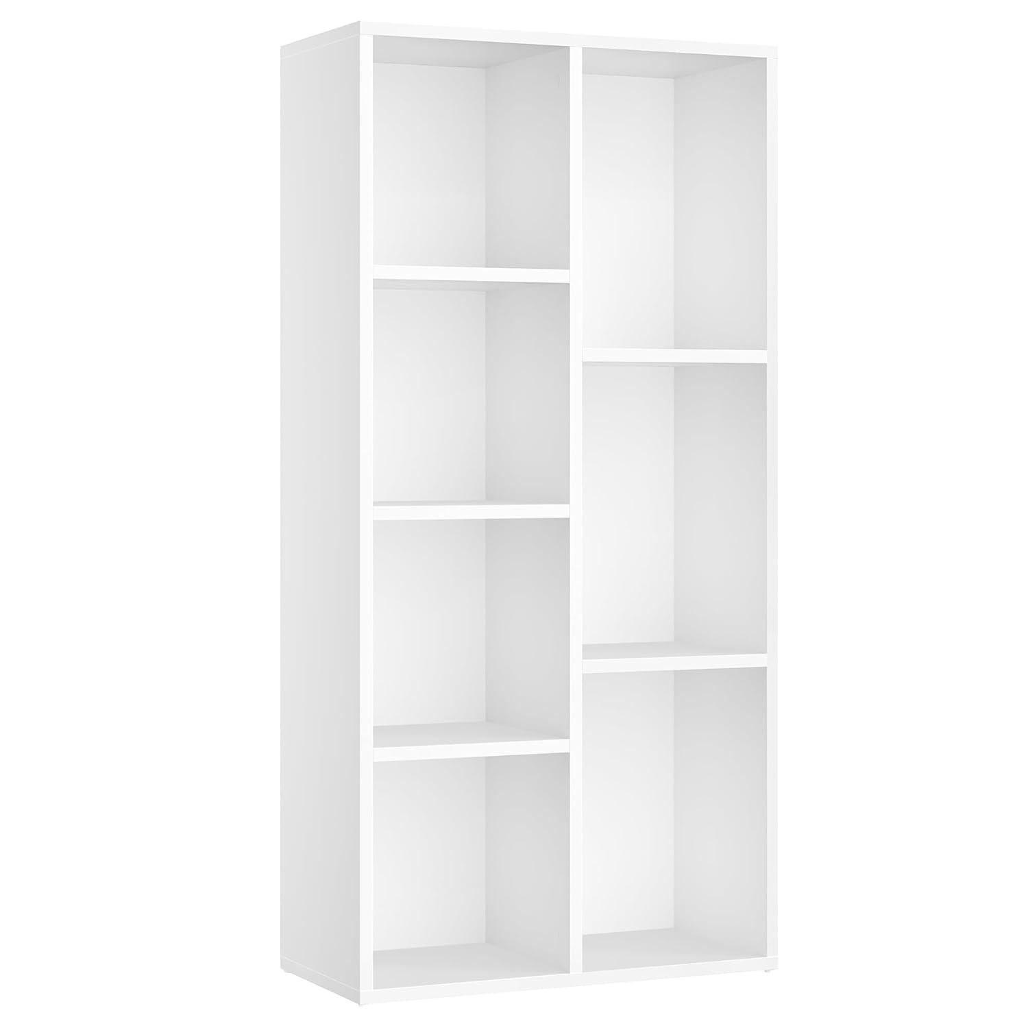 VASAGLE Bookcase, Bookshelf with 7 Compartments, Freestanding Shelves and Cube Organizer, for Display in Living Room, Bedroom, and Home Office, White ULBC27WT