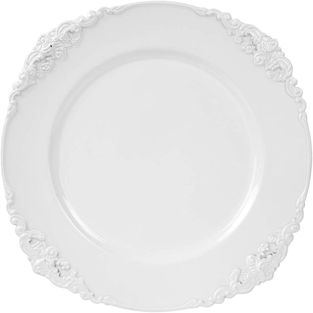 DIY Wedding Koyal Wholesale Vintage Charger Plate, White (Pack of 4)