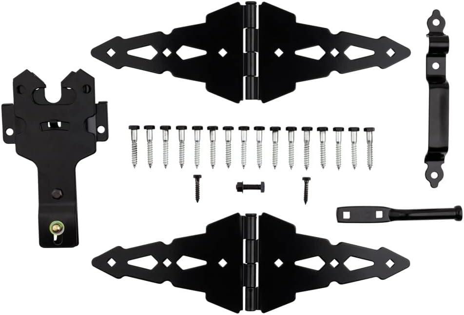 Black Heavy Duty Gate Kit with Strap Hinges and Latch